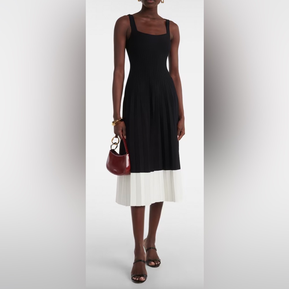 Staud Ellison Elegant Black and White Pleated Skirt